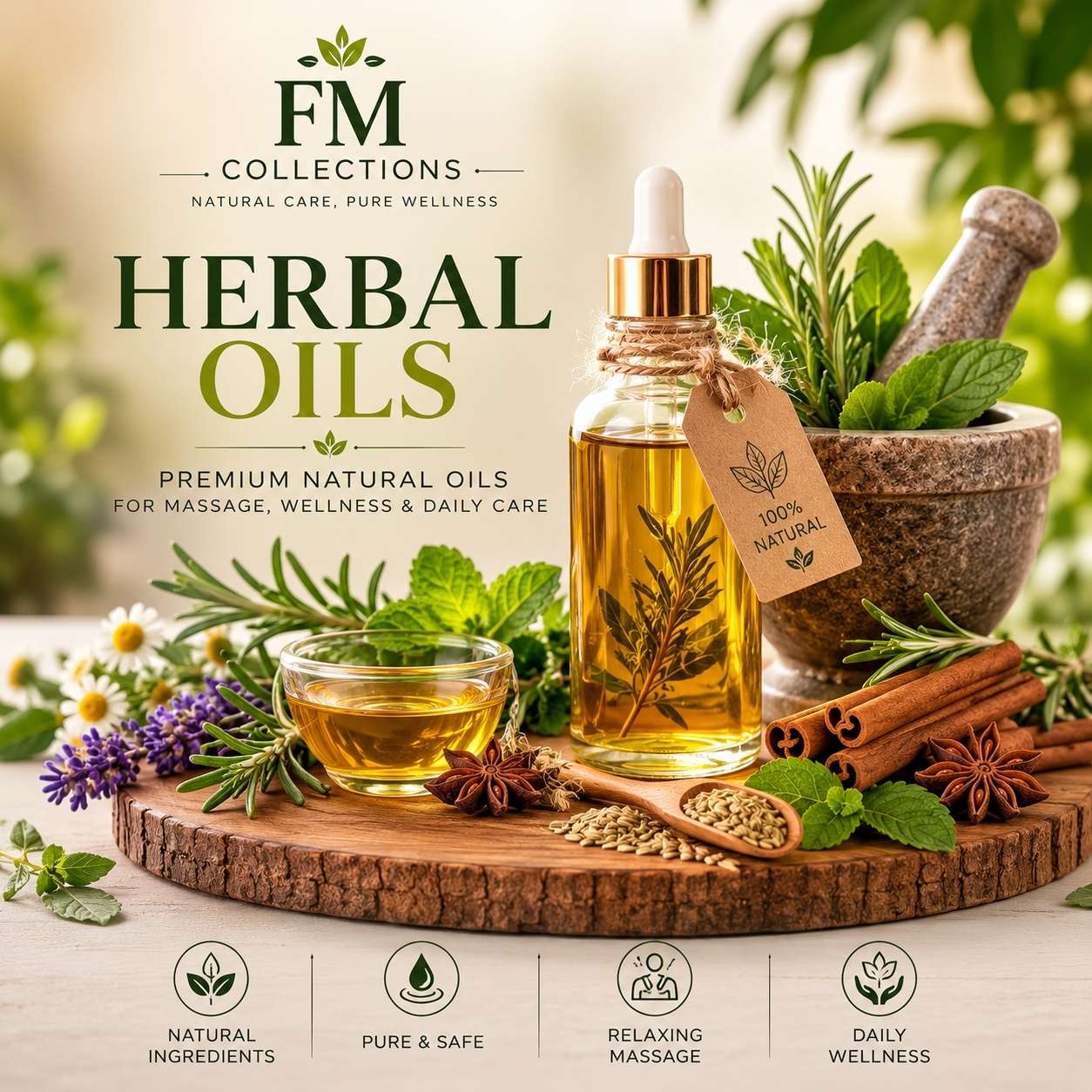 Herbal Oils Pakistan category featuring premium herbal massage and wellness oils
